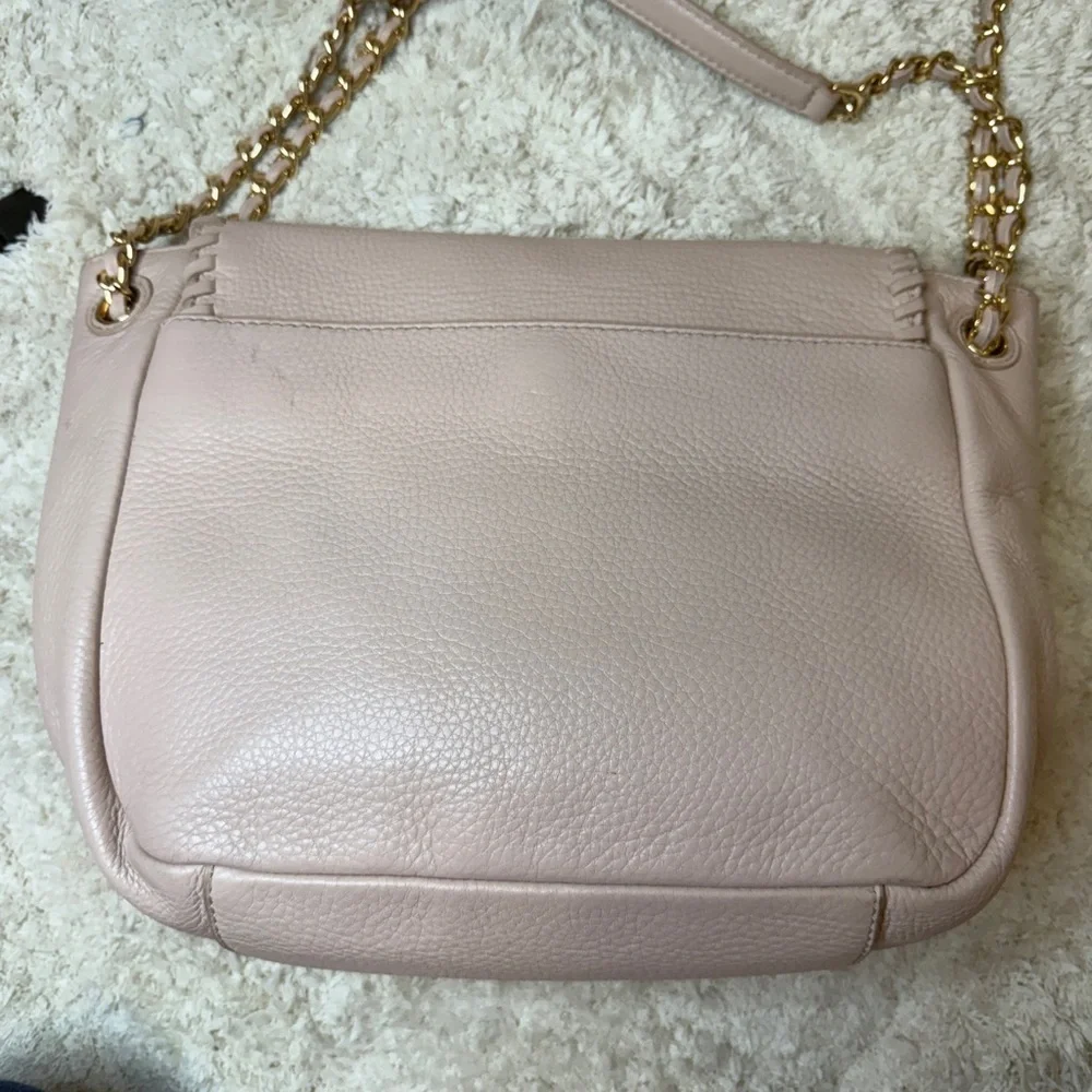 Tory Burch Pink Marion Flap Leather Shoulder Bag Blush